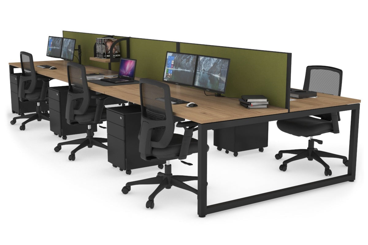 Quadro Loop Leg 6 Person Office Workstations [1200L x 800W with Cable Scallop] Jasonl black leg salvage oak green moss (500H x 1200W)