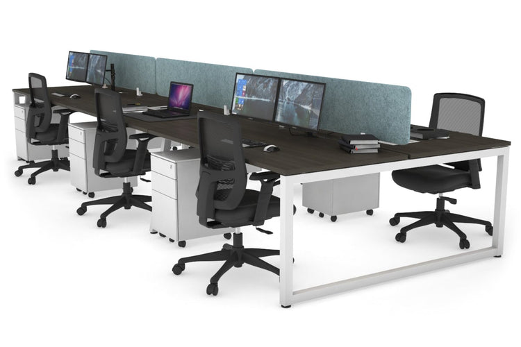 Quadro Loop Leg 6 Person Office Workstations [1200L x 800W with Cable Scallop] Jasonl white leg dark oak blue echo panel (400H x 1200W)