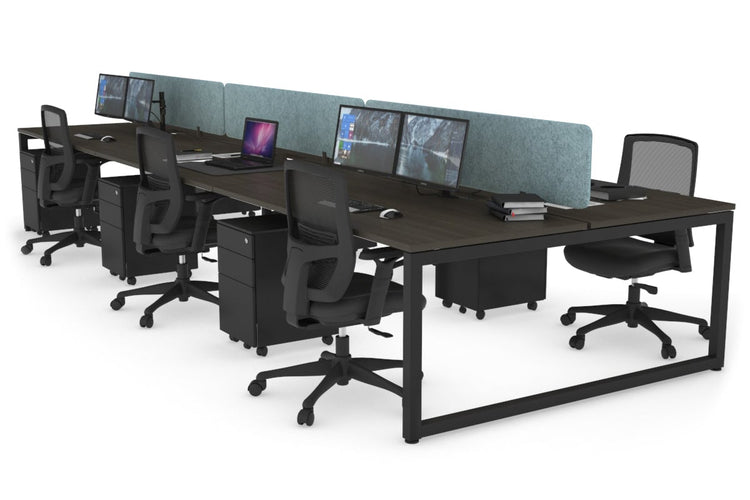 Quadro Loop Leg 6 Person Office Workstations [1200L x 800W with Cable Scallop] Jasonl black leg dark oak blue echo panel (400H x 1200W)