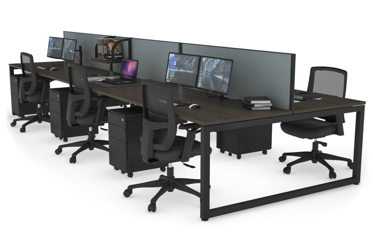 Quadro Loop Leg 6 Person Office Workstations [1200L x 800W with Cable Scallop] Jasonl black leg dark oak cool grey (500H x 1200W)