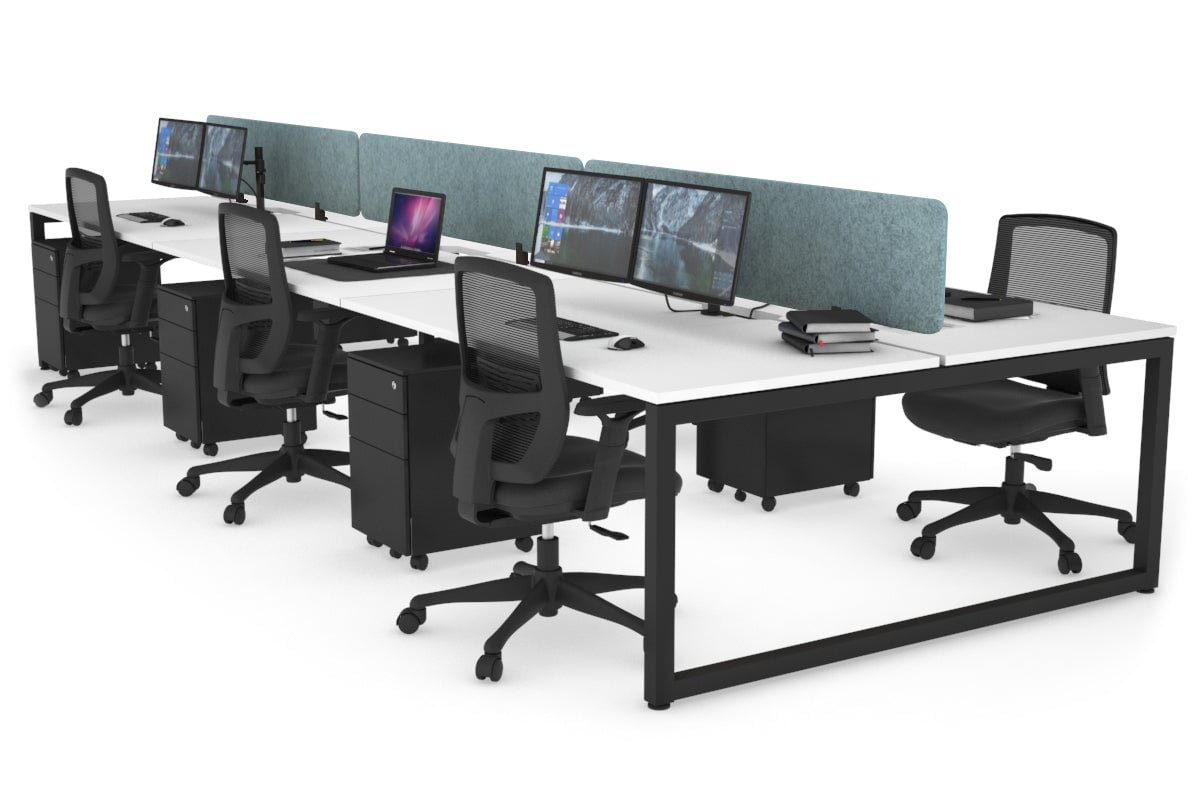 Quadro Loop Leg 6 Person Office Workstations [1200L x 800W with Cable Scallop] Jasonl black leg white blue echo panel (400H x 1200W)