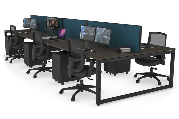 Quadro Loop Leg 6 Person Office Workstations [1200L x 800W with Cable Scallop] Jasonl black leg dark oak deep blue (500H x 1200W)