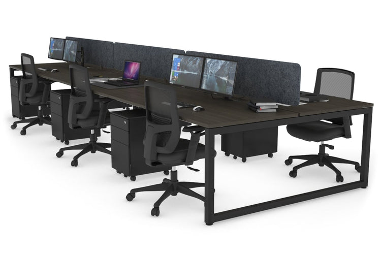 Quadro Loop Leg 6 Person Office Workstations [1200L x 800W with Cable Scallop] Jasonl black leg dark oak dark grey echo panel (400H x 1200W)