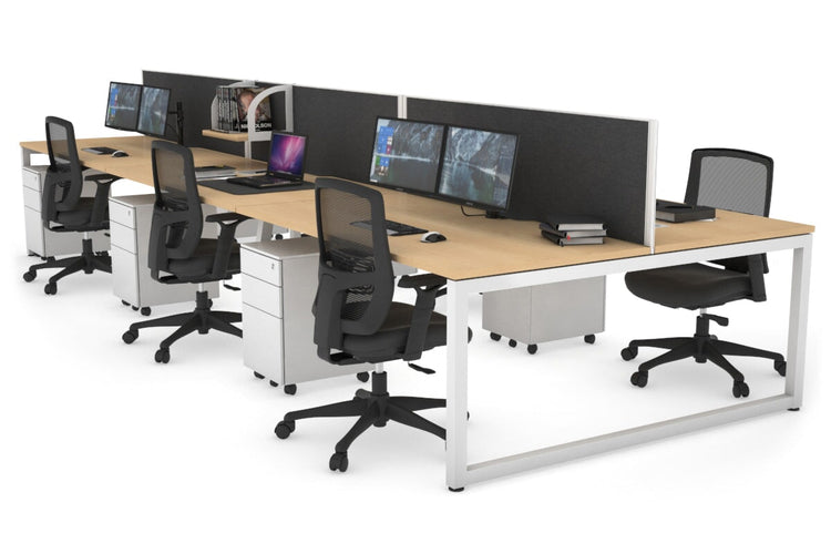 Quadro Loop Leg 6 Person Office Workstations [1200L x 800W with Cable Scallop] Jasonl white leg maple moody charcoal (500H x 1200W)