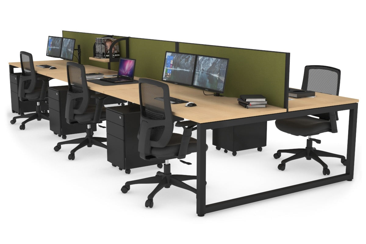 Quadro Loop Leg 6 Person Office Workstations [1200L x 800W with Cable Scallop] Jasonl black leg maple green moss (500H x 1200W)