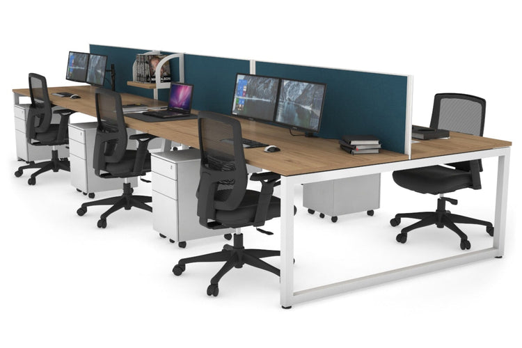 Quadro Loop Leg 6 Person Office Workstations [1200L x 800W with Cable Scallop] Jasonl white leg salvage oak deep blue (500H x 1200W)