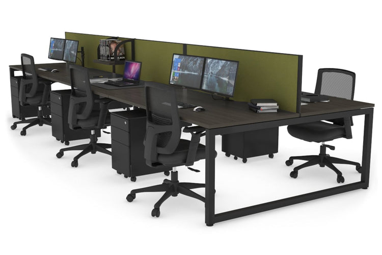 Quadro Loop Leg 6 Person Office Workstations [1200L x 800W with Cable Scallop] Jasonl black leg dark oak green moss (500H x 1200W)
