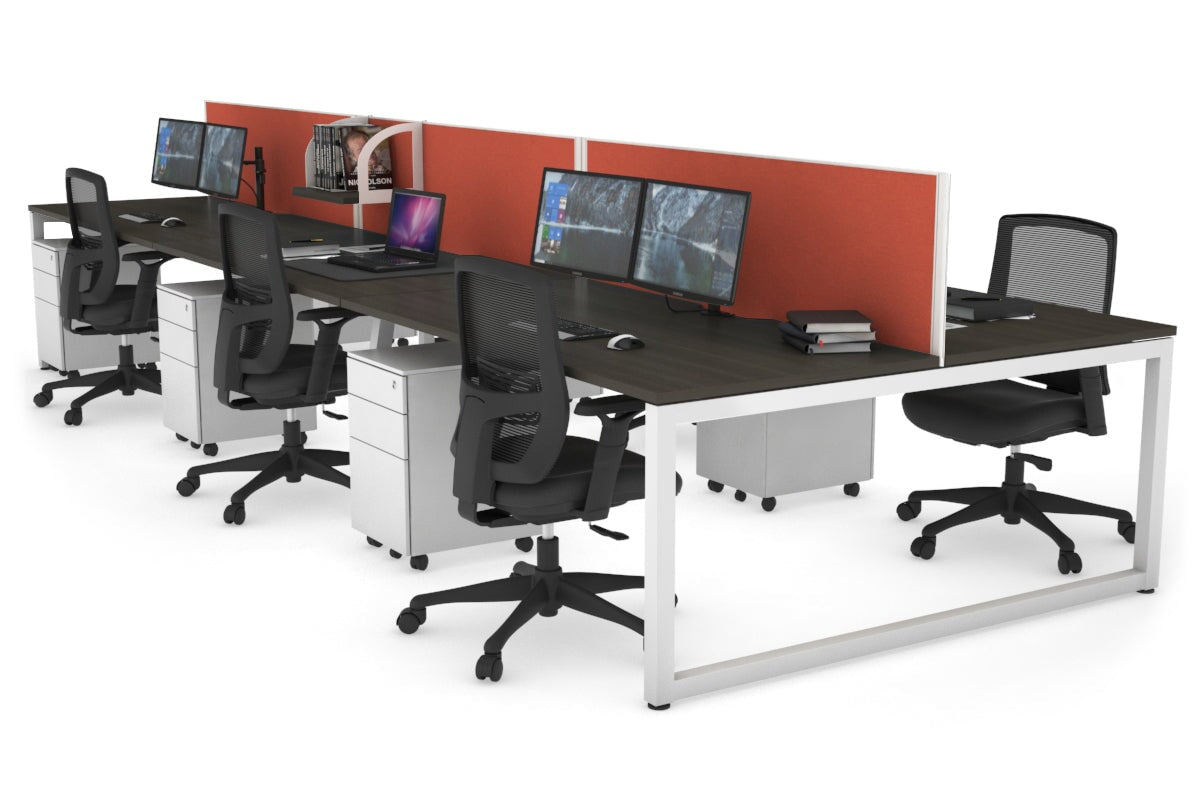 Quadro Loop Leg 6 Person Office Workstations [1200L x 800W with Cable Scallop] Jasonl white leg dark oak orange squash (500H x 1200W)