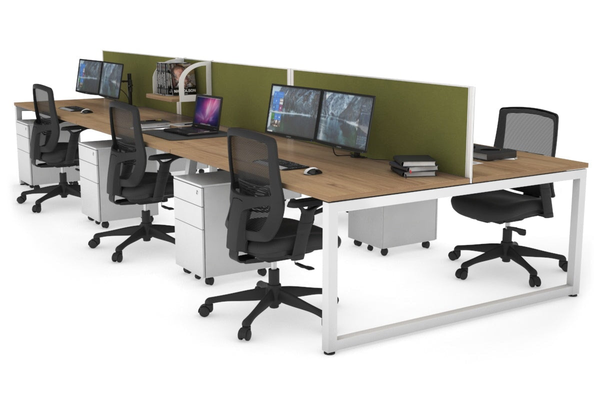 Quadro Loop Leg 6 Person Office Workstations [1200L x 800W with Cable Scallop] Jasonl white leg salvage oak green moss (500H x 1200W)