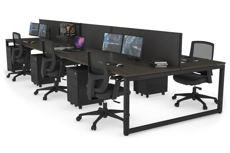Quadro Loop Leg 6 Person Office Workstations [1200L x 800W with Cable Scallop] Jasonl black leg dark oak moody charcoal (500H x 1200W)