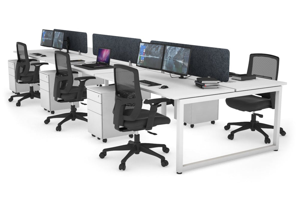 Quadro Loop Legs 6 Person Office Workstation [1400L x 700W]-white leg white dark grey acoustic panel (400H x 1200W)