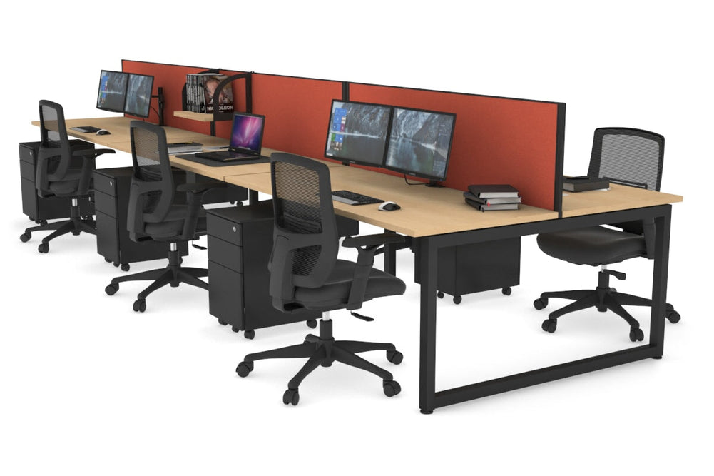 Quadro Loop Legs 6 Person Office Workstation [1400L x 700W]-black leg maple orange squash (500H x 1400W)
