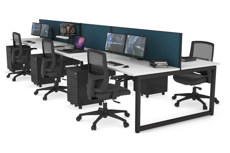 Quadro Loop Leg 6 Person Office Workstations [1400L x 700W] Jasonl black leg white deep blue (500H x 1400W)