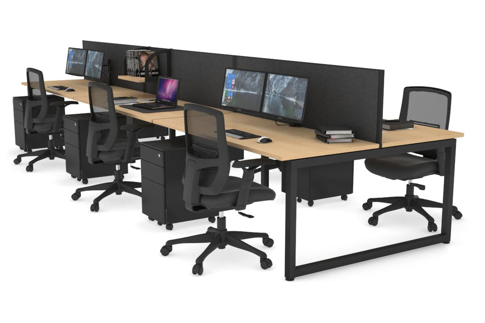 Quadro Loop Legs 6 Person Office Workstation [1400L x 700W]-black leg maple moody charcoal (500H x 1400W)