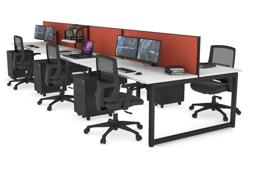 Quadro Loop Legs 6 Person Office Workstation [1400L x 700W]-black leg white orange squash (500H x 1400W)