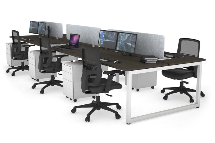 Quadro Loop Leg 6 Person Office Workstations [1400L x 700W] Jasonl white leg dark oak light grey echo panel (400H x 1200W)