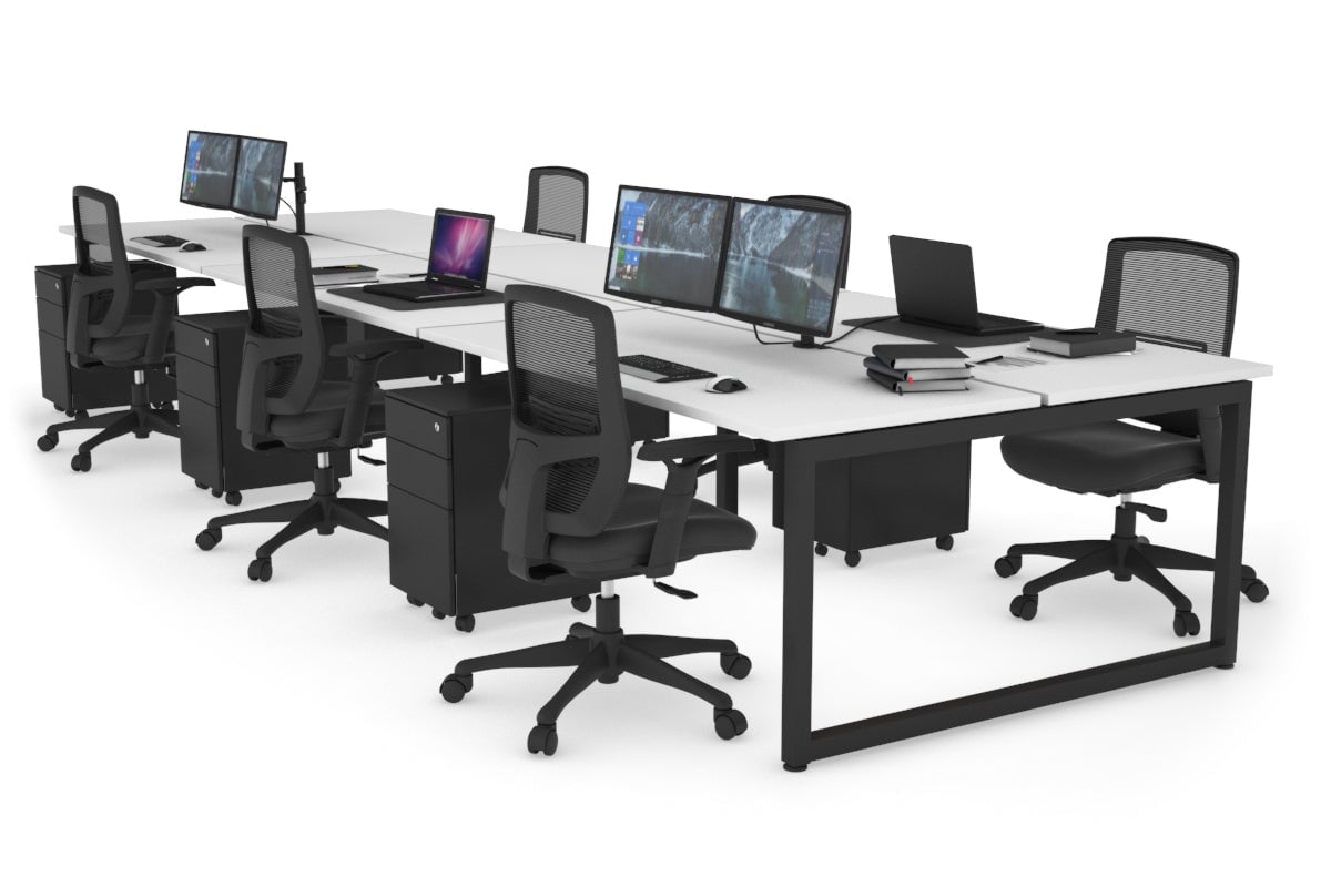 Quadro Loop Leg 6 Person Office Workstations [1400L x 700W] Jasonl black leg white none
