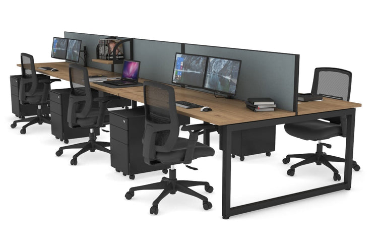 Quadro Loop Leg 6 Person Office Workstations [1400L x 700W] Jasonl black leg salvage oak cool grey (500H x 1400W)