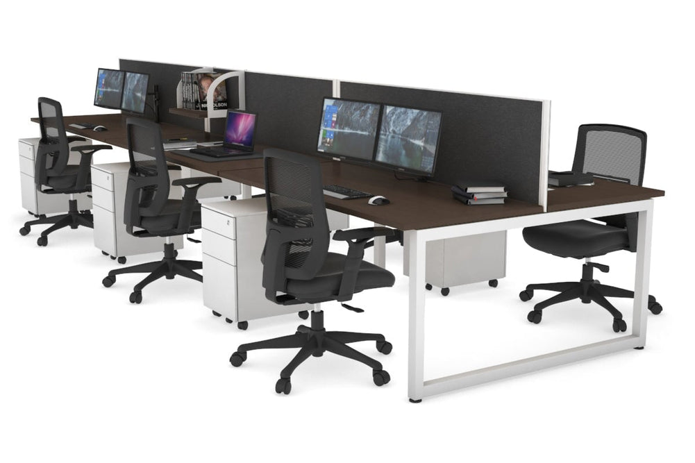 Quadro Loop Legs 6 Person Office Workstation [1400L x 700W]-black leg dark oak moody charcoal (500H x 1400W)