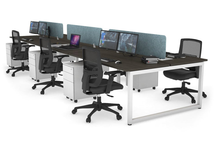 Quadro Loop Leg 6 Person Office Workstations [1400L x 700W] Jasonl white leg dark oak blue echo panel (400H x 1200W)