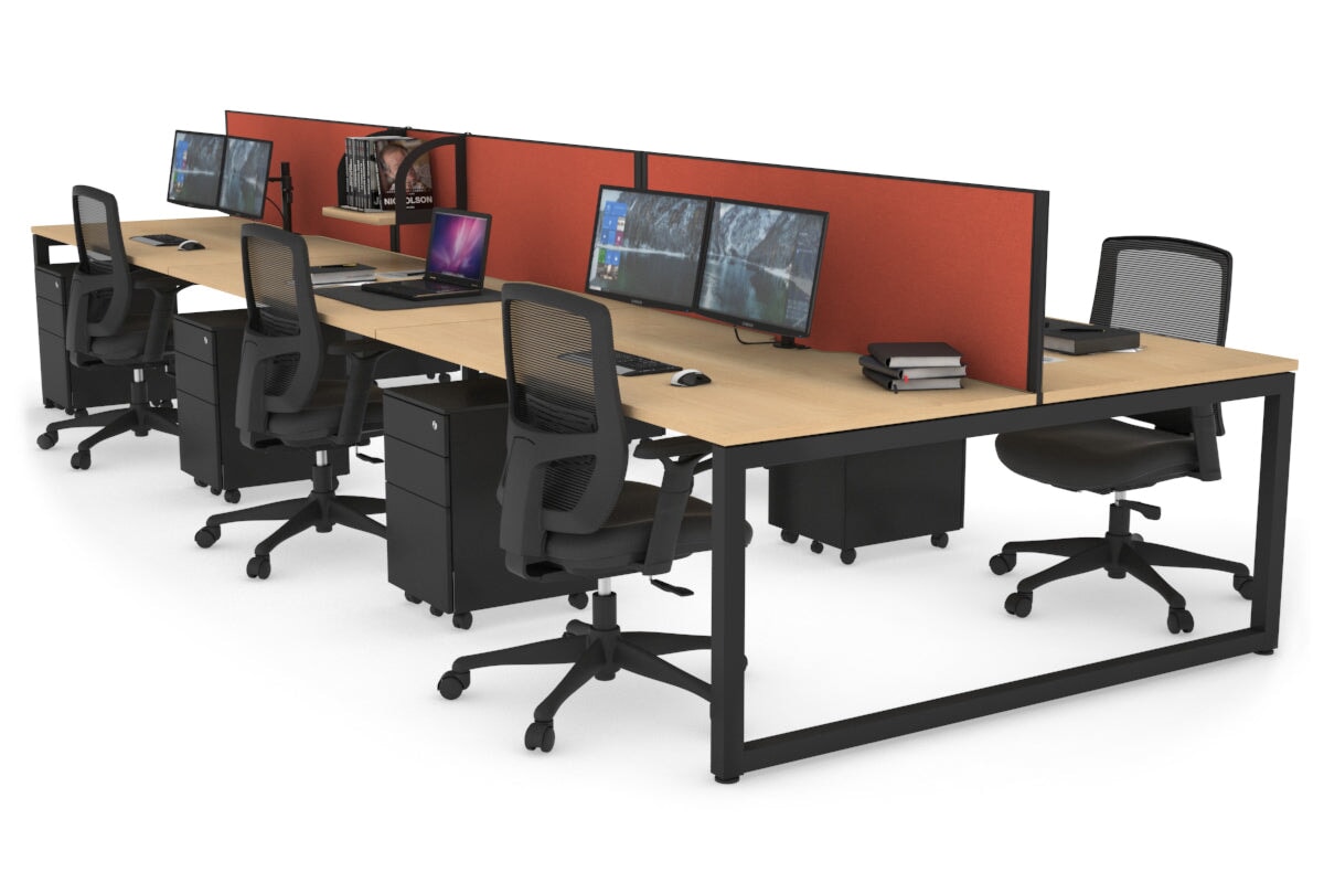 Quadro Loop Leg 6 Person Office Workstations [1400L x 800W with Cable Scallop] Jasonl black leg maple orange squash (500H x 1400W)