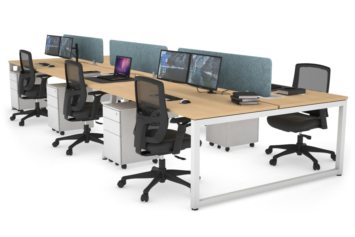 Quadro Loop Leg 6 Person Office Workstations [1400L x 800W with Cable Scallop] Jasonl white leg maple blue echo panel (400H x 1200W)