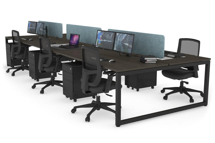 Quadro Loop Leg 6 Person Office Workstations [1400L x 800W with Cable Scallop] Jasonl black leg dark oak blue echo panel (400H x 1200W)