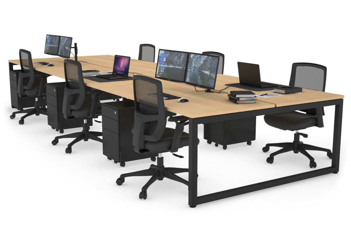 Quadro Loop Leg 6 Person Office Workstations [1400L x 800W with Cable Scallop] Jasonl black leg maple none