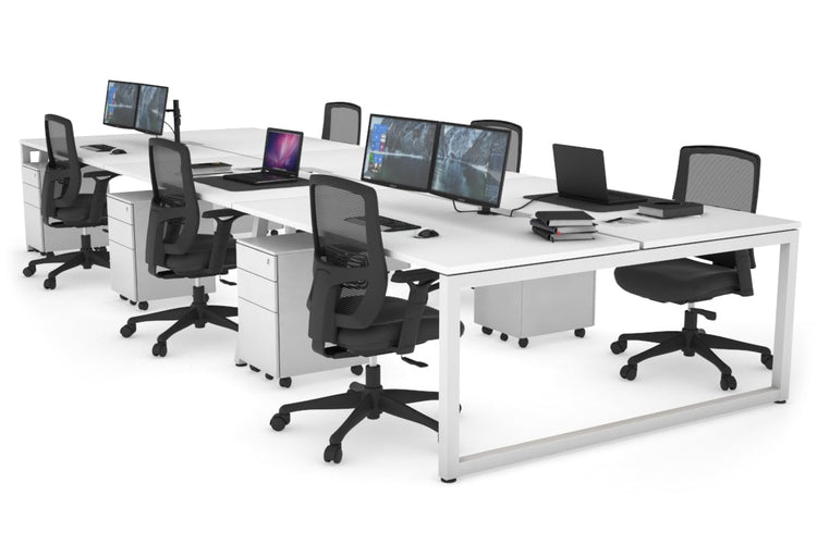 Quadro Loop Leg 6 Person Office Workstations [1400L x 800W with Cable Scallop] Jasonl white leg white none