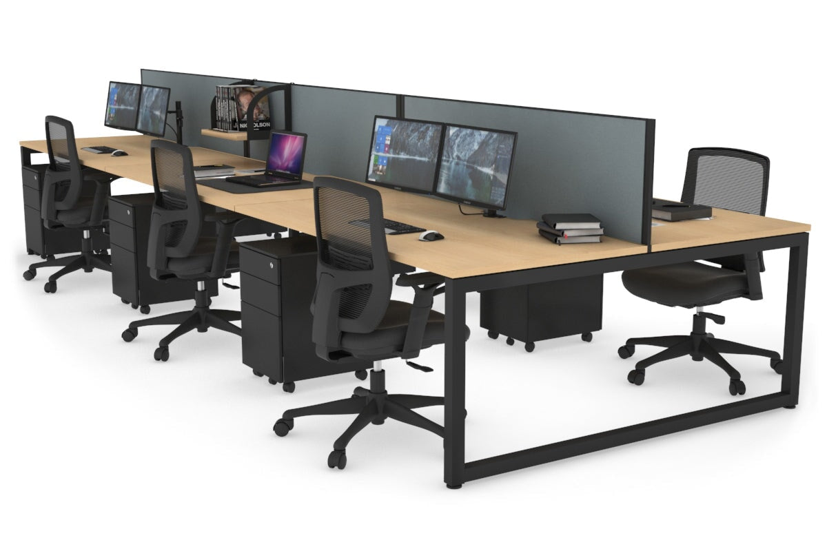 Quadro Loop Leg 6 Person Office Workstations [1400L x 800W with Cable Scallop] Jasonl black leg maple cool grey (500H x 1400W)