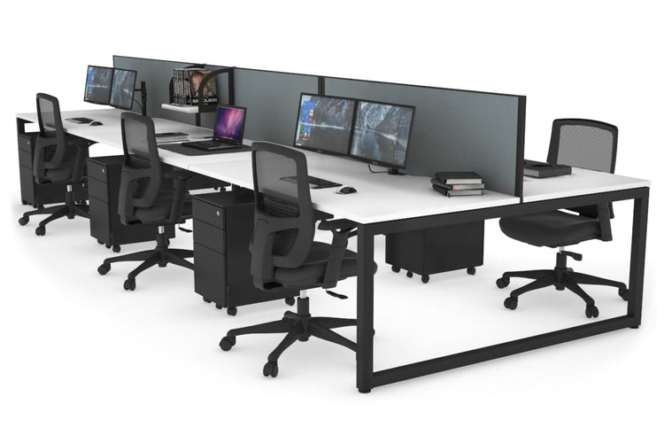 Quadro Loop Leg 6 Person Office Workstations [1400L x 800W with Cable Scallop] Jasonl black leg white cool grey (500H x 1400W)