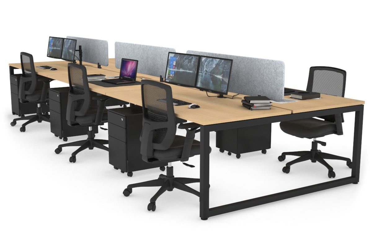 Quadro Loop Leg 6 Person Office Workstations [1400L x 800W with Cable Scallop] Jasonl black leg maple light grey echo panel (400H x 1200W)