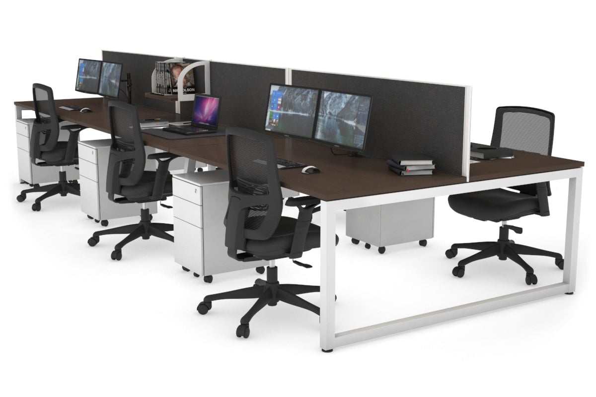 Quadro Loop Leg 6 Person Office Workstations [1400L x 800W with Cable Scallop] Jasonl 