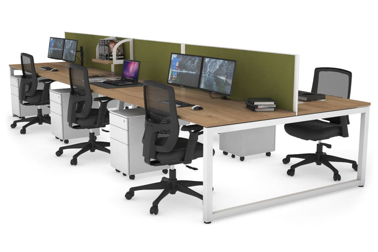 Quadro Loop Leg 6 Person Office Workstations [1400L x 800W with Cable Scallop] Jasonl white leg salvage oak green moss (500H x 1400W)