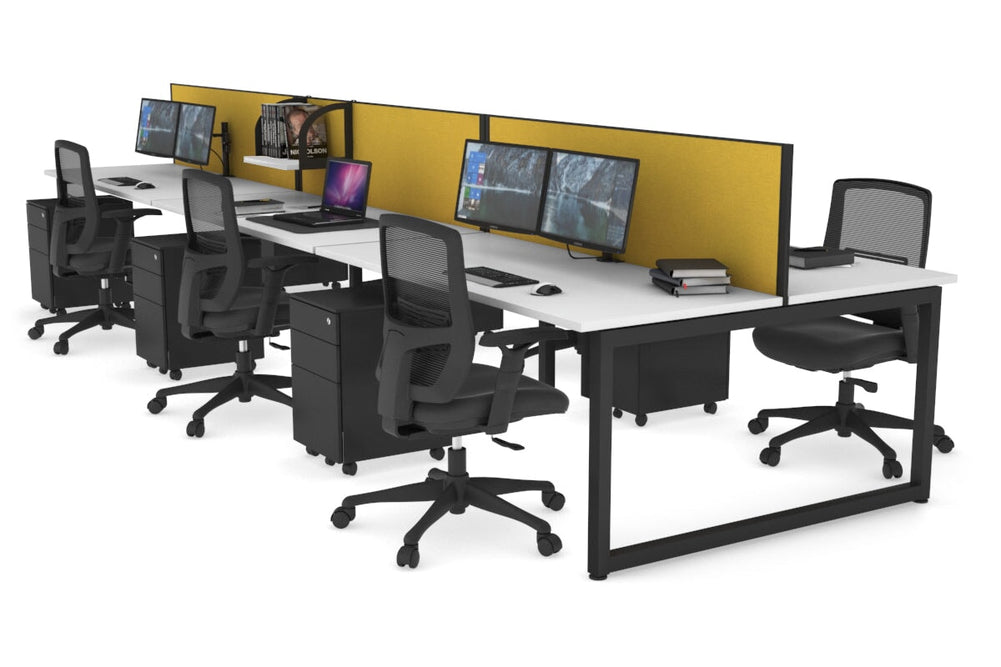 Quadro Loop Legs 6 Person Office Workstation [1600L x 700W]-black leg white mustard yellow (500H x 1600W)