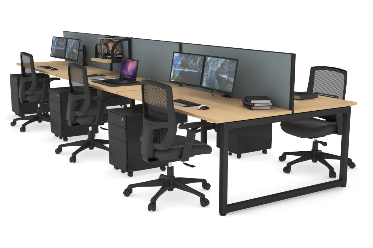 Quadro Loop Leg 6 Person Office Workstations [1600L x 700W] Jasonl black leg maple cool grey (500H x 1600W)