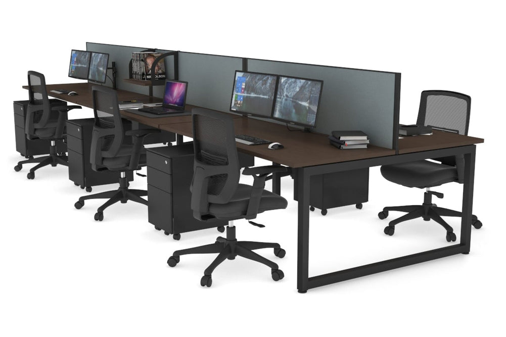Quadro Loop Legs 6 Person Office Workstation [1600L x 700W]-black leg dark oak moody charcoal (500H x 1600W)