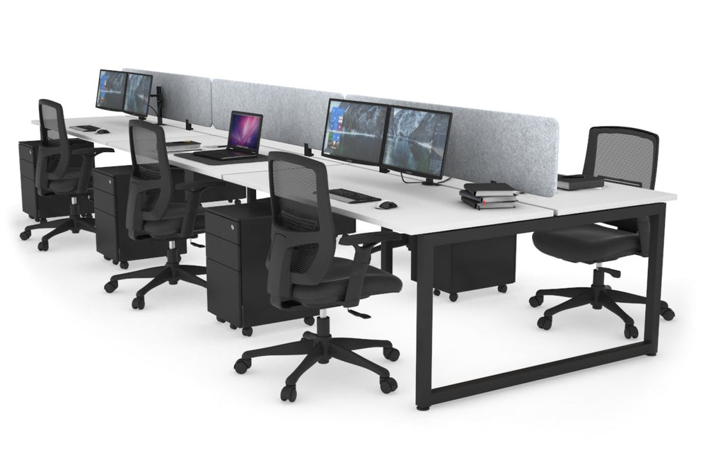 Quadro Loop Legs 6 Person Office Workstation [1600L x 700W]-black leg white light grey acoustic panel (400H x 1600W)