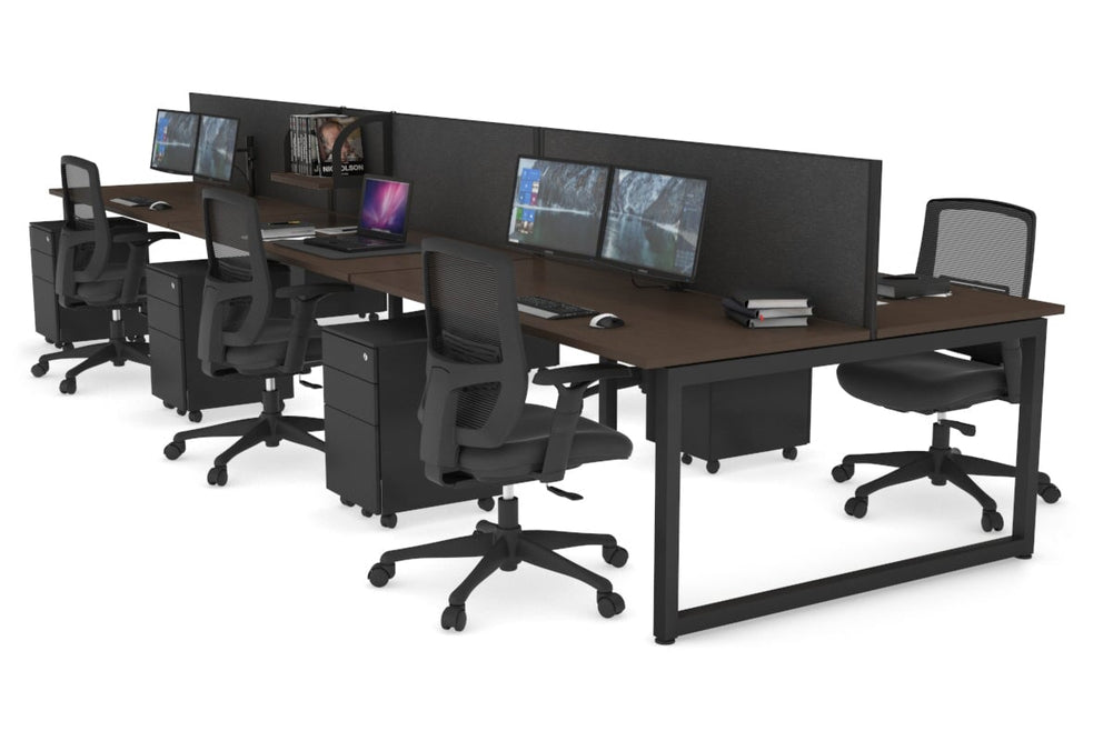 Quadro Loop Legs 6 Person Office Workstation [1600L x 700W]-black leg dark oak moody charcoal (500H x 1600W)