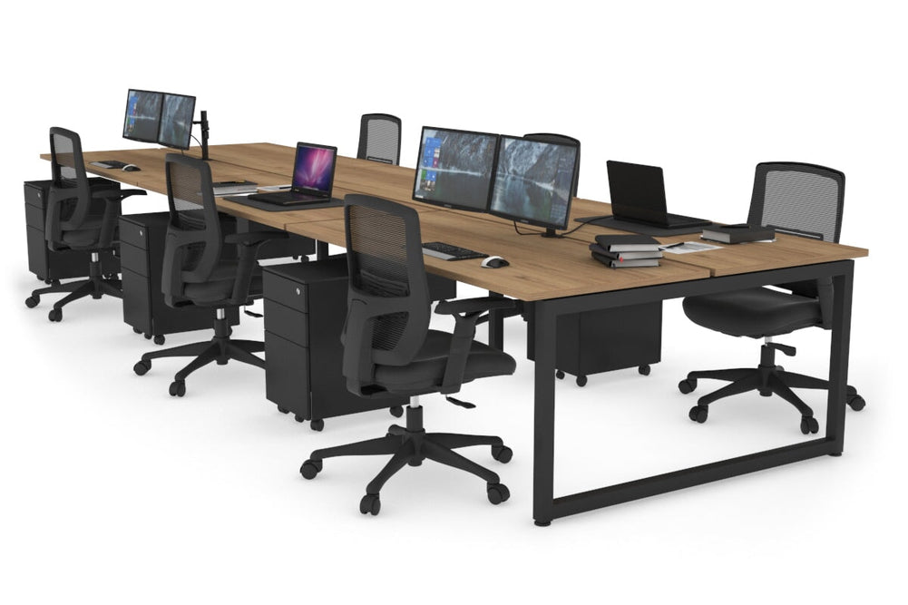 Quadro Loop Legs 6 Person Office Workstation [1600L x 700W]-black leg salvage oak none