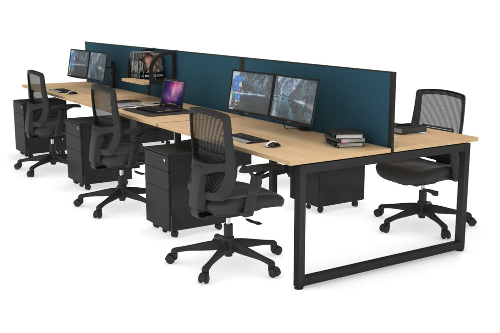 Quadro Loop Legs 6 Person Office Workstation [1600L x 700W]-black leg maple deep blue (500H x 1600W)