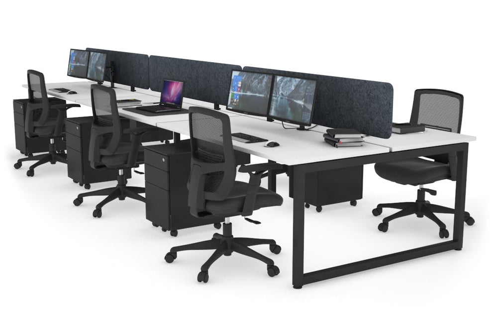 Quadro Loop Legs 6 Person Office Workstation [1600L x 700W]-black leg white dark grey acoustic panel (400H x 1600W)