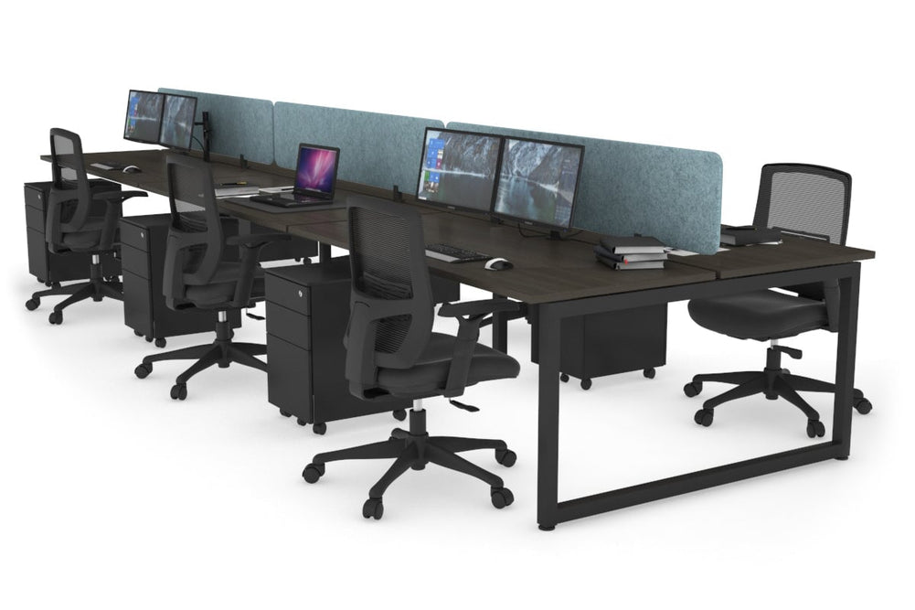 Quadro Loop Legs 6 Person Office Workstation [1600L x 700W]-black leg dark oak moody charcoal (500H x 1600W)