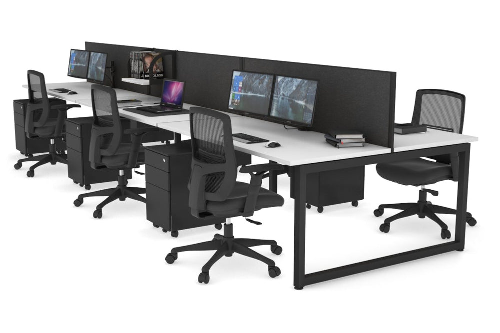 Quadro Loop Legs 6 Person Office Workstation [1600L x 700W]-black leg white moody charcoal (500H x 1600W)