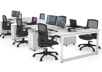 Quadro Loop Leg 6 Person Office Workstations [1600L x 700W] Jasonl white leg white none