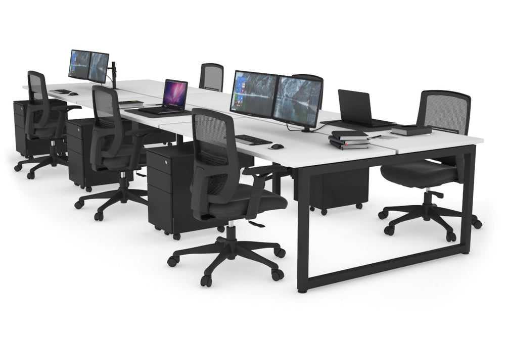 Quadro Loop Legs 6 Person Office Workstation [1600L x 700W]-black leg white none