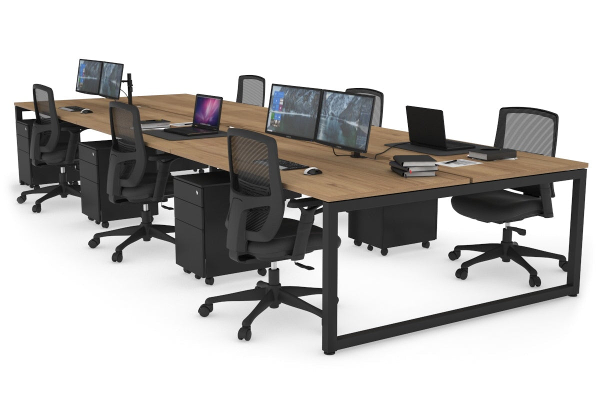 Quadro Loop Leg 6 Person Office Workstations [1600L x 800W with Cable Scallop] Jasonl black leg salvage oak none