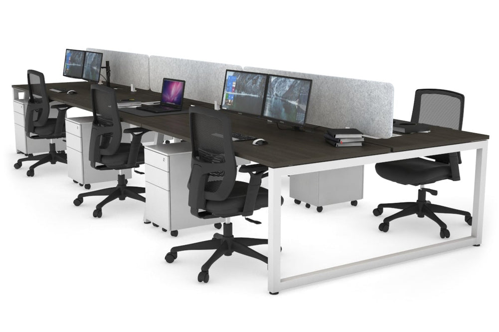 Quadro Loop Legs 6 Person Office Workstation [1600L x 800W with Cable Scallop]-white leg dark oak light grey acoustic panel (400H x 1600W)
