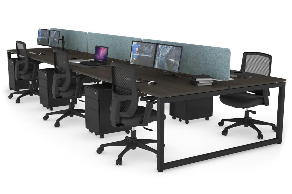 Quadro Loop Leg 6 Person Office Workstations [1600L x 800W with Cable Scallop] Jasonl black leg dark oak blue echo panel (400H x 1600W)