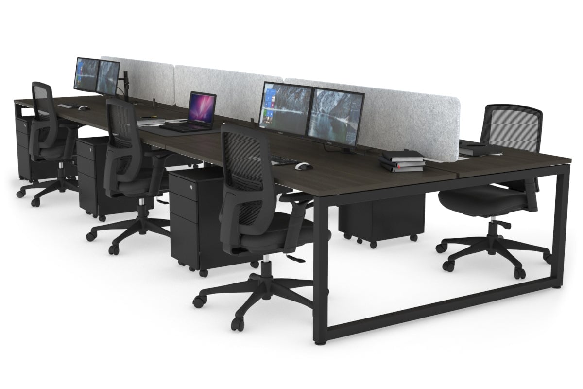 Quadro Loop Leg 6 Person Office Workstations [1600L x 800W with Cable Scallop] Jasonl black leg dark oak light grey echo panel (400H x 1600W)
